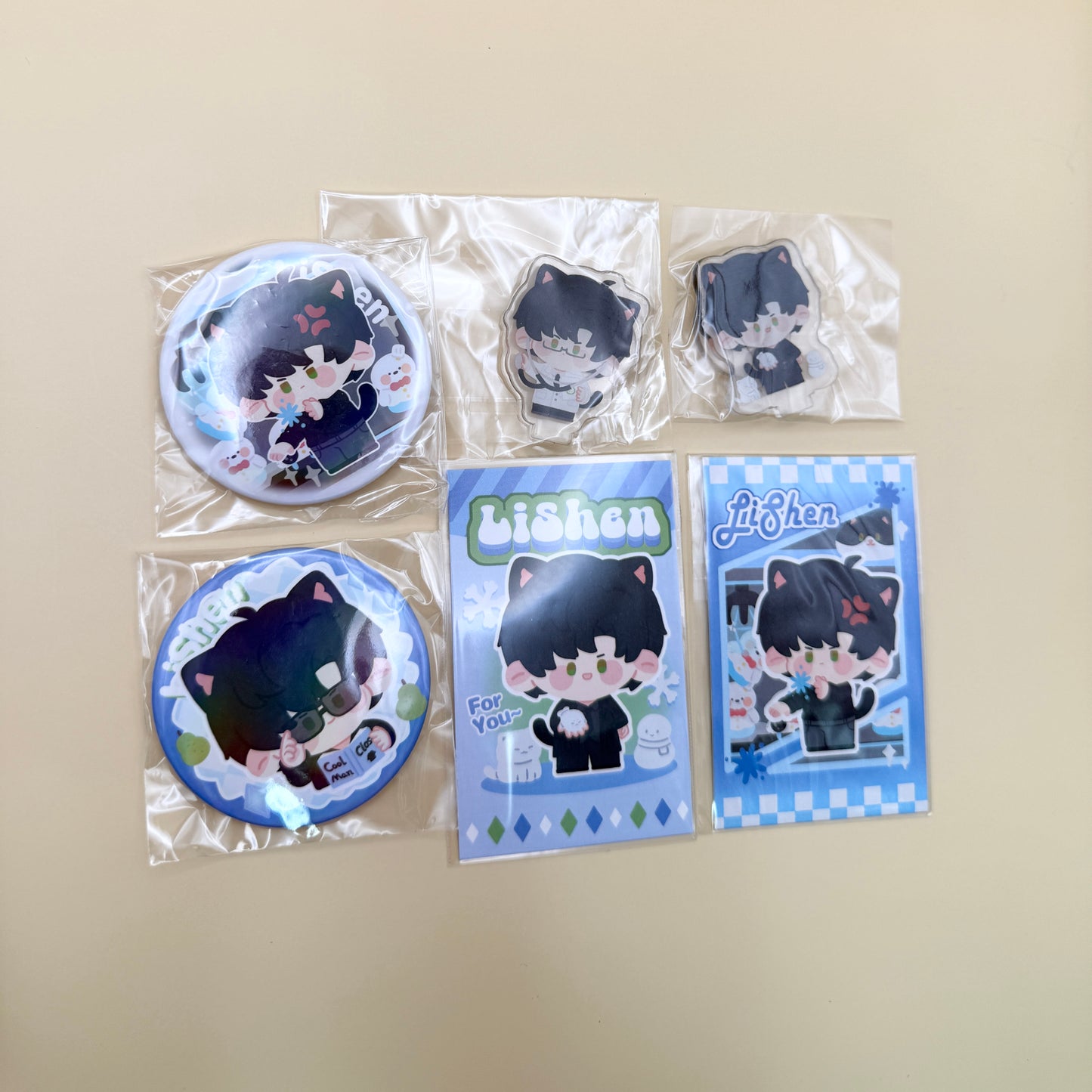 Love and Deepspace Rafayel - Zayne - Xavier- Sylus - Caleb Button/Mini Stand/Card Set