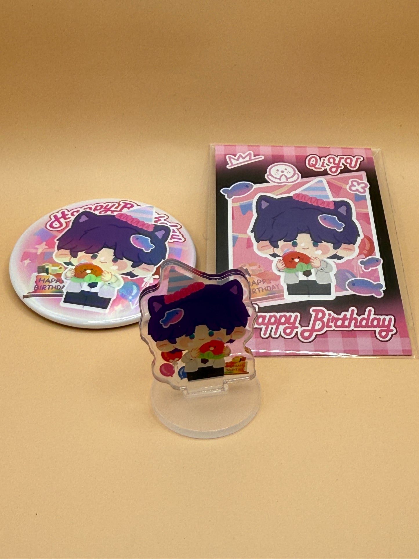 Love and Deepspace Rafayel  | Xavier  Happy Birthday Button/Mini Stand/Card Set