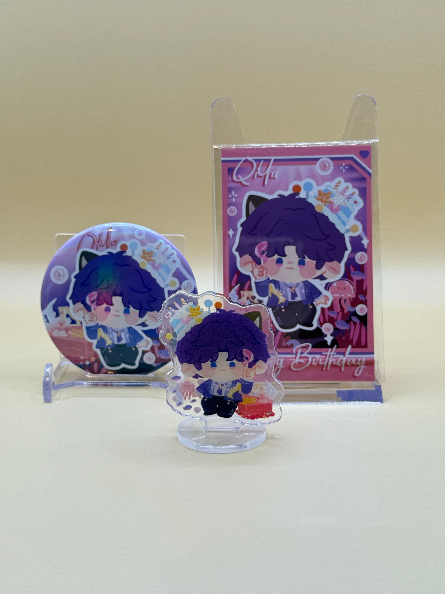 Love and Deepspace Rafayel  | Xavier  Happy Birthday Button/Mini Stand/Card Set