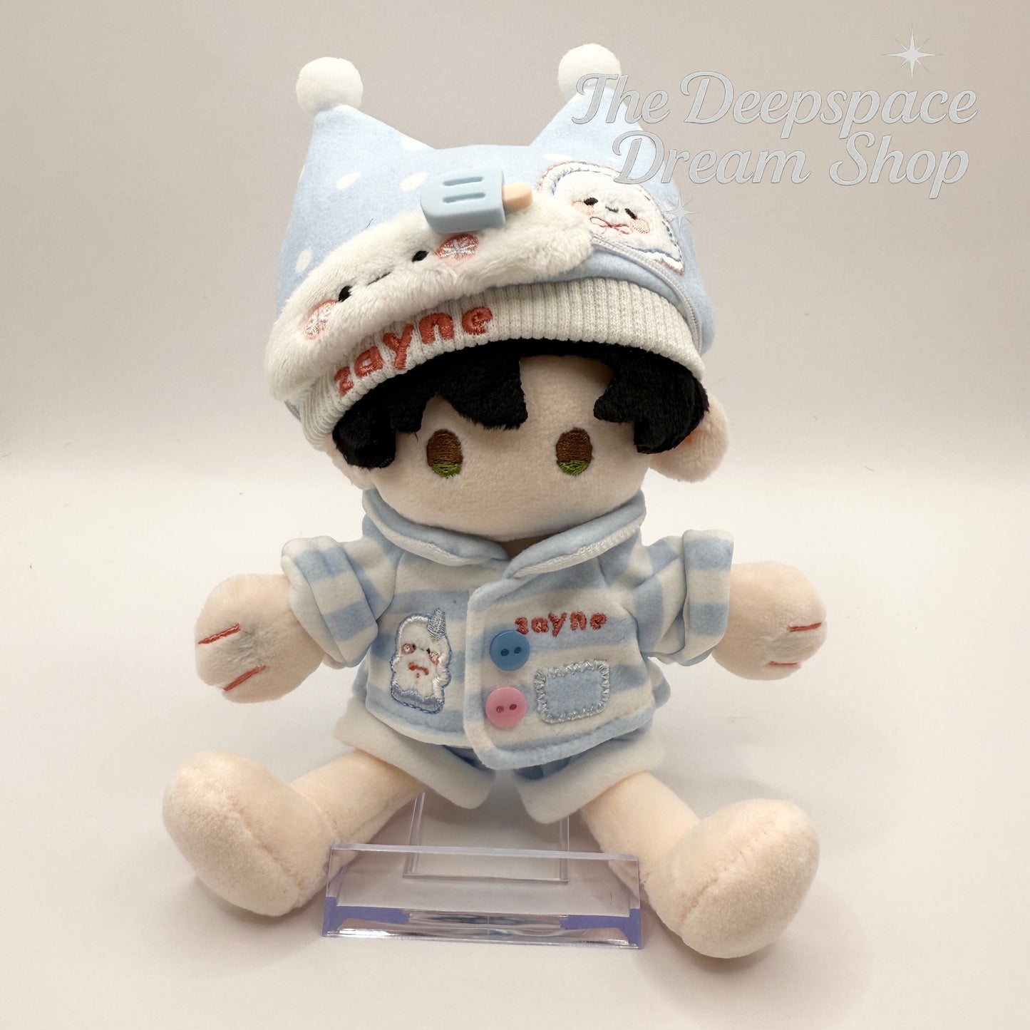 Fan-made Love and Deepspace 10 cm plushie doll wearing pajamas