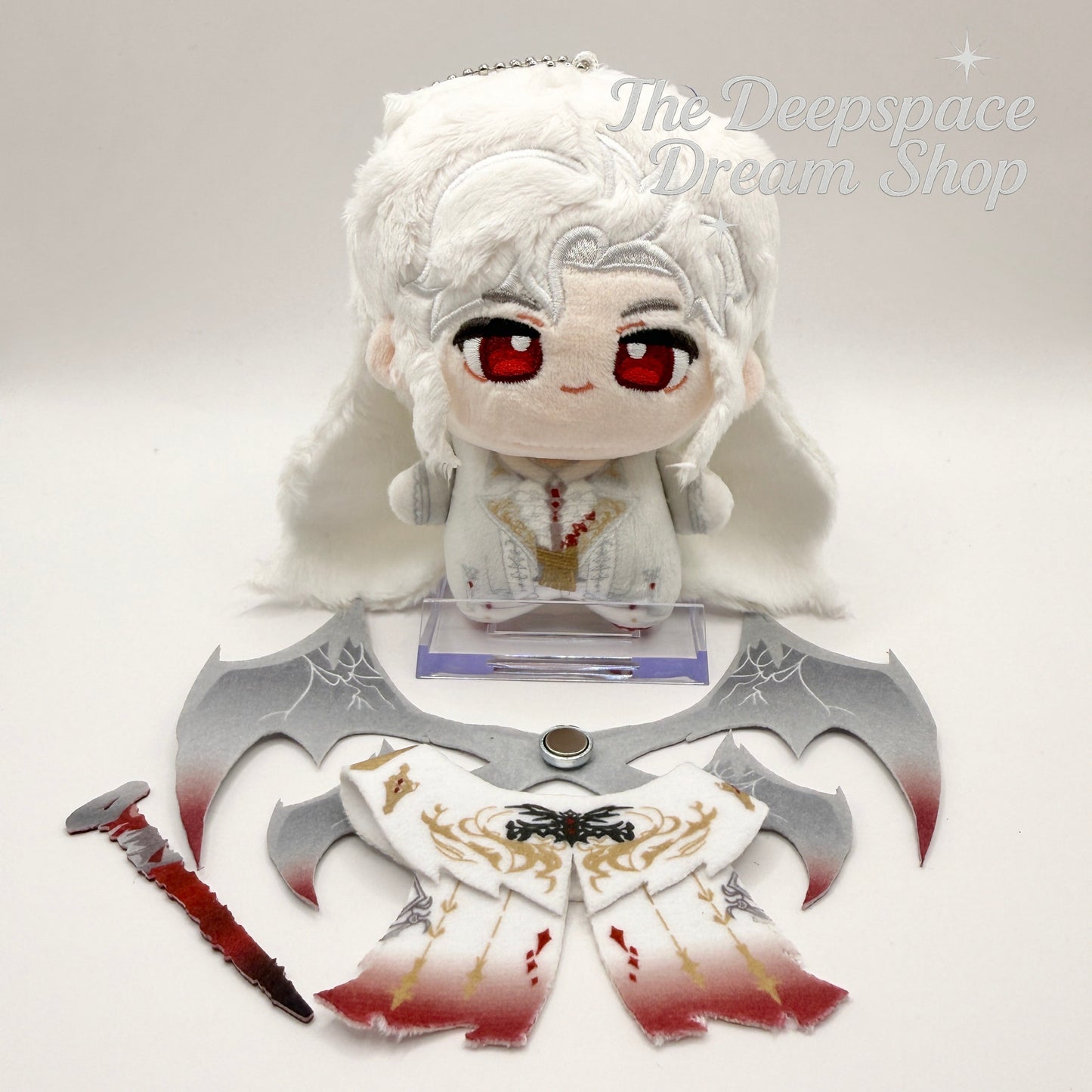 Love and Deepspace Sylus – Evil Dragon Keychain/Doll 10cm - Printed Outfit & Magnetic Wings