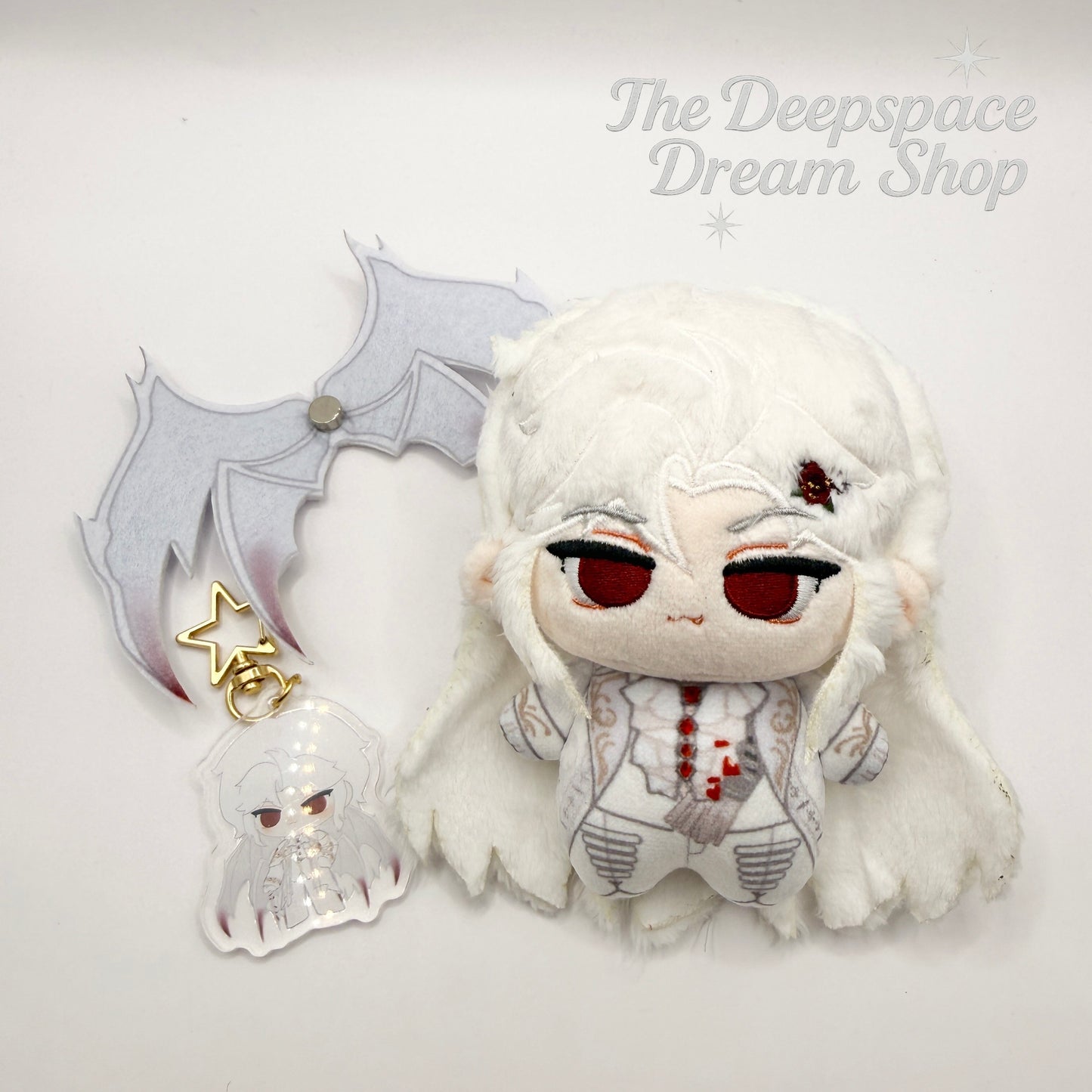 Love and Deepspace Sylus Evil Dragon Keychain/Doll 10cm - Printed Outfit & Magnetic Wings - Limited