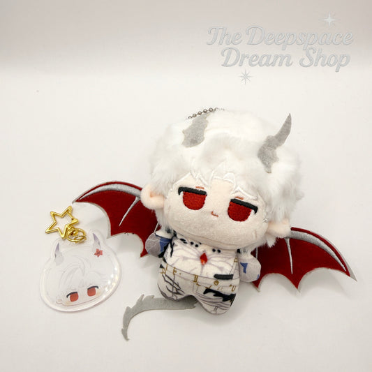 Love and Deepspace Sylus Evil Dragon Keychain/Doll 10cm - Printed Outfit & Magnetic Wings - Simple Eyes - Limited