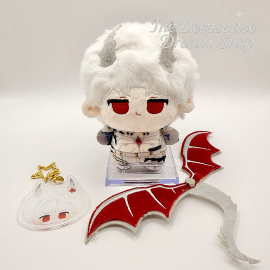 Love and Deepspace Sylus Evil Dragon Keychain/Doll 10cm - Printed Outfit & Magnetic Wings - Simple Eyes - Limited