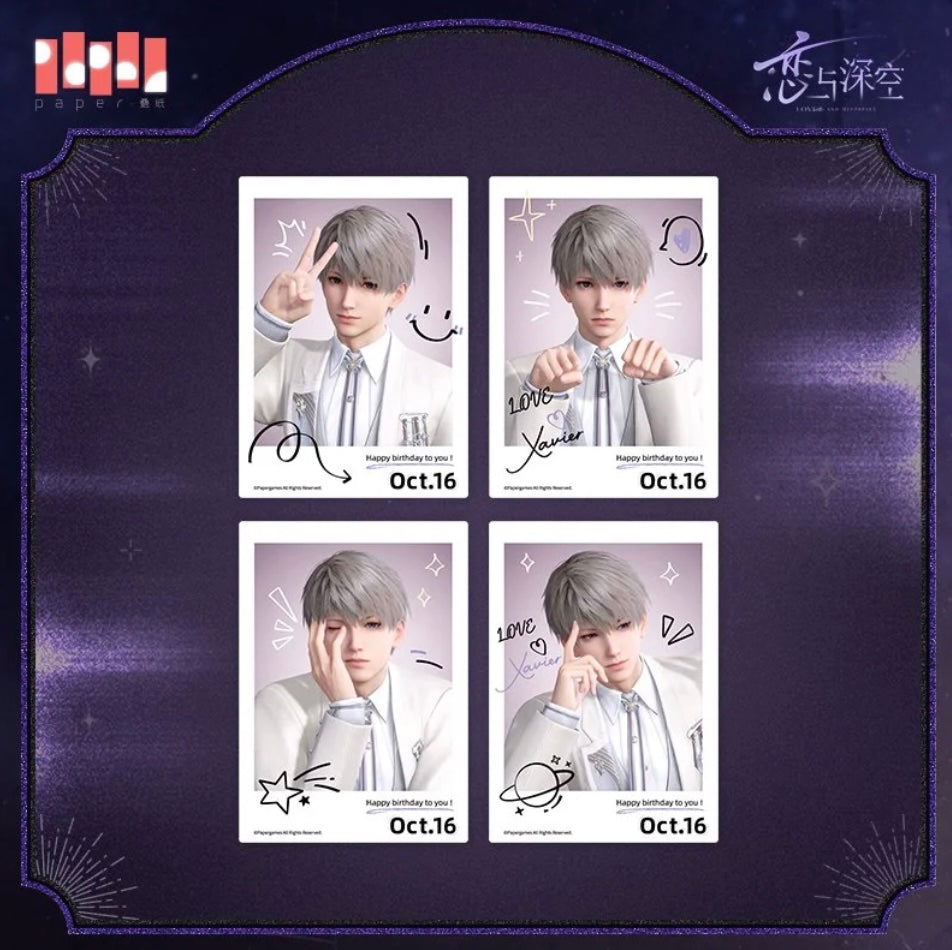 [Official Merch] Love and Deepspace Xavier 2024 Birthday Celestial Message Series Polaroid Card Set